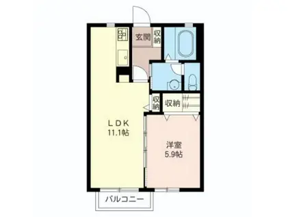 ヴィクトワールⅡB(1LDK/1階)の間取り写真