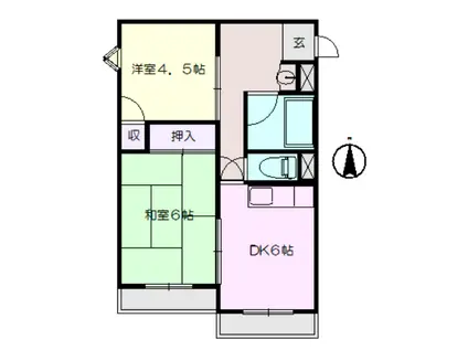 ニューオークルビル(2DK/4階)の間取り写真