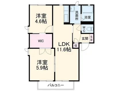 サンフォレストB(2LDK/2階)の間取り写真