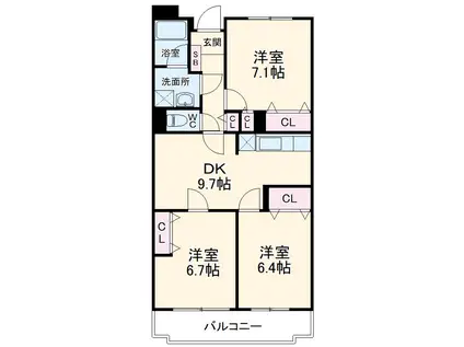 ラフィネ幕張本郷(3DK/3階)の間取り写真