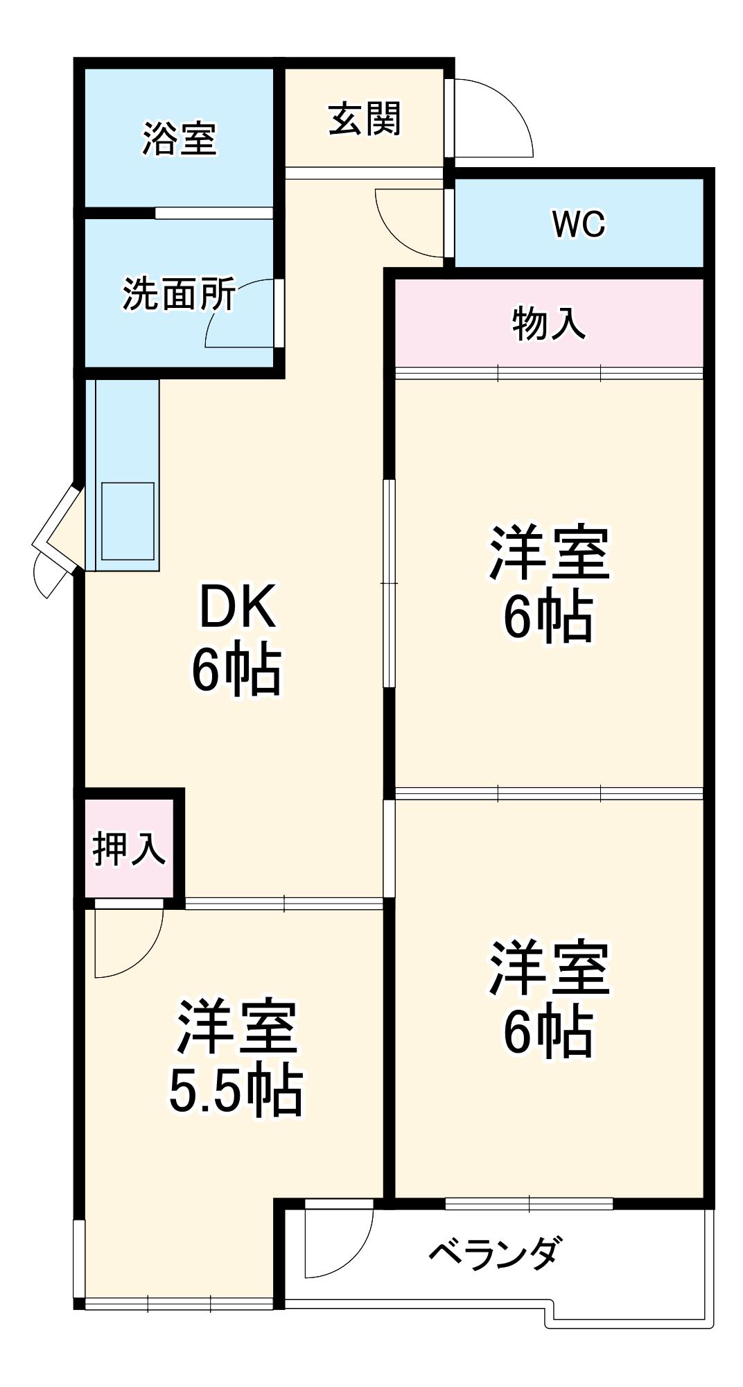 レジデンス岸野Ⅰ(3DK/1階)の間取り写真