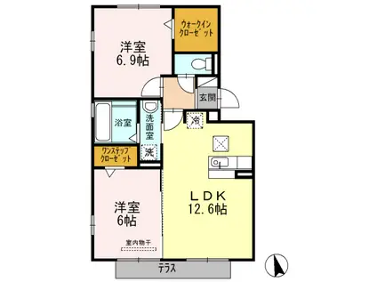 プレジール(2LDK/1階)の間取り写真