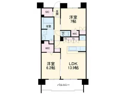 テラッツァ白壁(2LDK/1階)の間取り写真