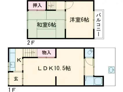 西院西田町連棟貸家（西側）(2LDK)の間取り写真