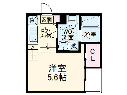 ハーモニーテラス志賀町Ⅵ(1K/1階)の間取り写真
