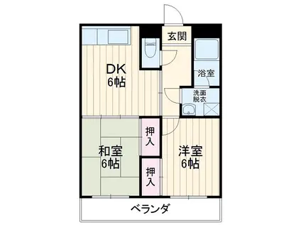 グリーンパーク樫ノ木2(2DK/2階)の間取り写真