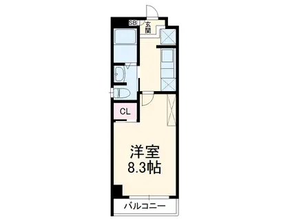 グラヴィス西院高辻(1K/2階)の間取り写真