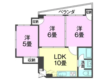 港川UFマンション(3LDK/2階)の間取り写真