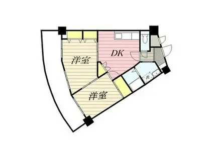 西一ビル(2DK/4階)の間取り写真