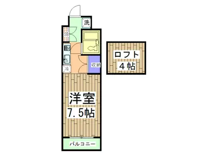 アサヒハイツ(ワンルーム/4階)の間取り写真