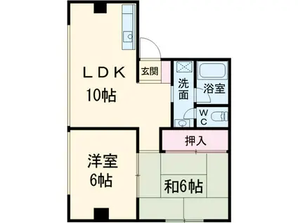 ミノルビル(2DK/4階)の間取り写真