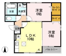 ステラ7(2LDK/1階)の間取り写真