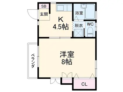 フラットベル3(1DK/1階)の間取り写真