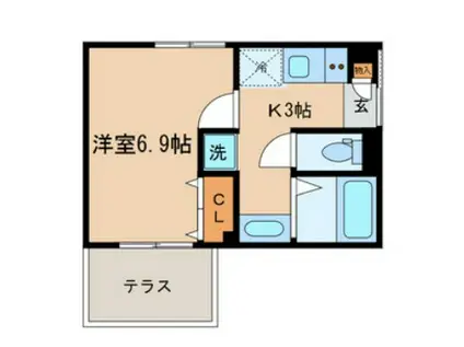 ルナビアンカ(ワンルーム/1階)の間取り写真