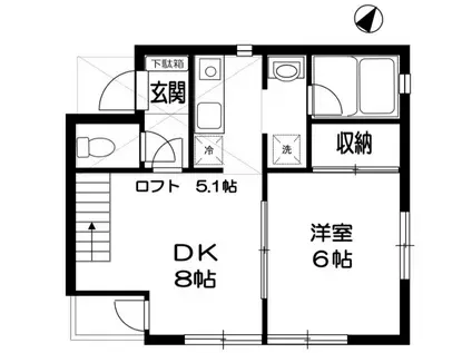 MAISON DE BLEU(1DK/2階)の間取り写真