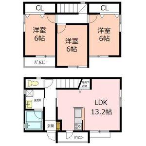 名古屋市東山線 中村日赤駅 徒歩15分 2階建 築14年(3LDK)の間取り写真