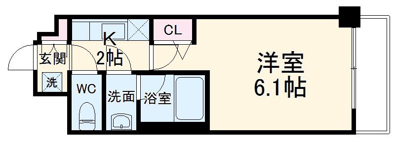 エステムコート京都西院(1K/7階)の間取り写真