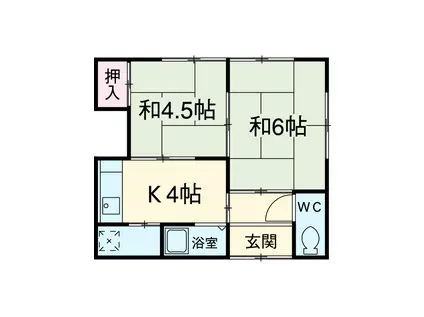 名鉄小牧線 春日井駅(名鉄) 徒歩7分 1階建 築52年(2K)の間取り写真