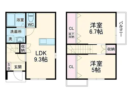 常盤村ノ内町８−８８(2LDK)の間取り写真