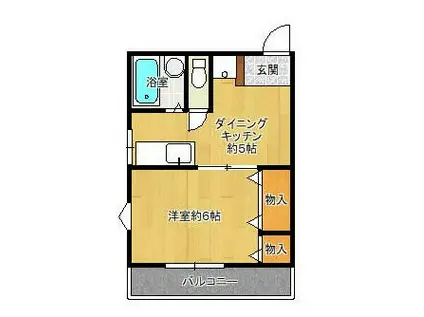 コピーヌ・カタギシ(1DK/2階)の間取り写真