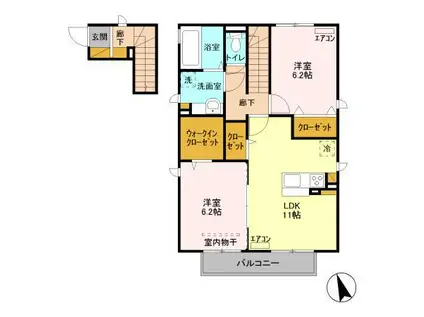 サニーヒルズⅤ棟(2LDK/2階)の間取り写真