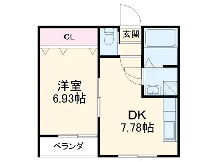 リール苗町(2K/4階)の間取り写真