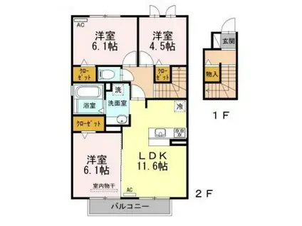 ベルデュール(3LDK/2階)の間取り写真