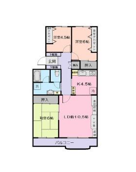 コープ野村園生2号棟(3LDK/2階)の間取り写真