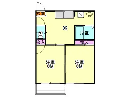 プルニエハイツ(2DK/2階)の間取り写真