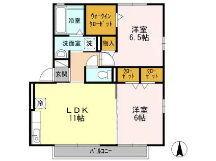 RIVERイースト北畑(2LDK/2階)の間取り写真