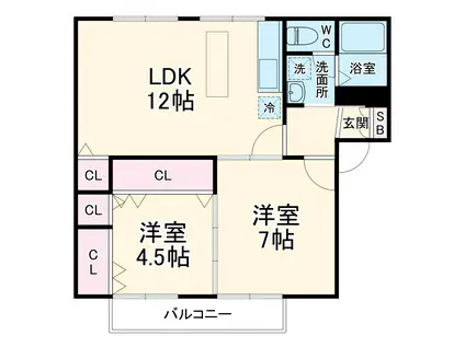 LACASA弥富(2LDK/2階)の間取り写真
