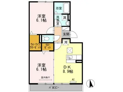 セジュール三ツ屋(2LDK/1階)の間取り写真