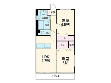 クラスト参番館(2LDK/1階)の間取り写真