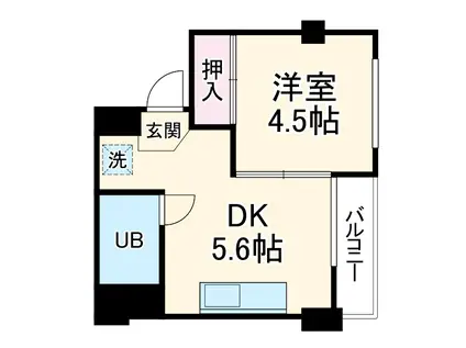 四條グランドハイツB棟(1DK/2階)の間取り写真