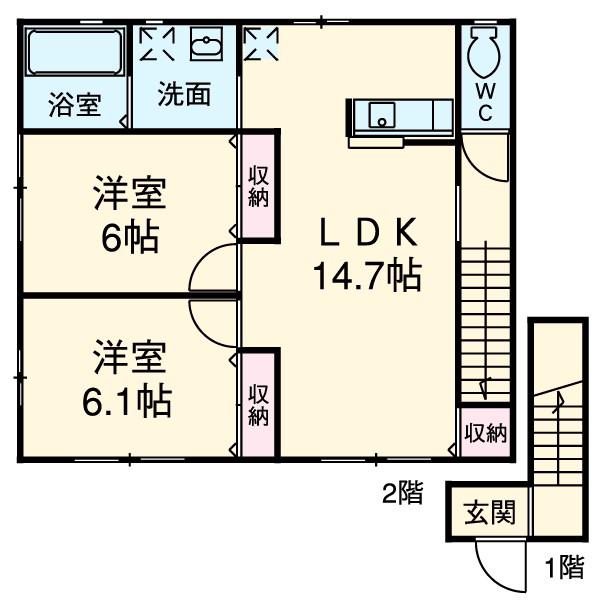 ラークⅡ(2LDK/2階)の間取り写真