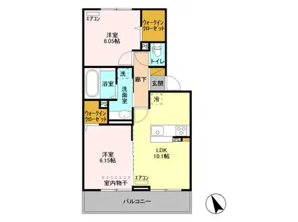 コーポスカイH(2LDK/3階)の間取り写真