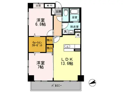 ファミールマンションひらた(2LDK/4階)の間取り写真