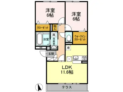 MANOIR BLANC(2LDK/1階)の間取り写真