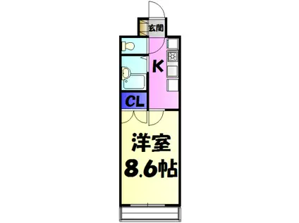 クレセントコート(1K/4階)の間取り写真