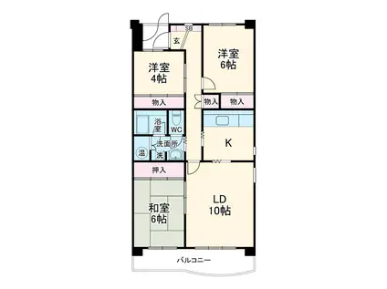 稲毛パークハウスB棟(3LDK/3階)の間取り写真
