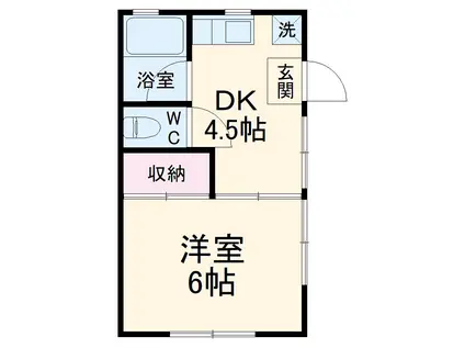 ミソノ2(1DK/2階)の間取り写真