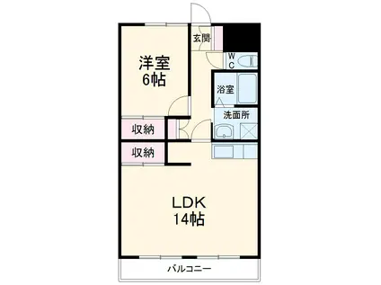 ユアサヴィレッジ(1LDK/6階)の間取り写真