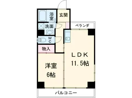シャトー・ル・ロシェ(1LDK/6階)の間取り写真