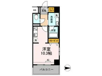 黄金森ガーデン2(1K/2階)の間取り写真