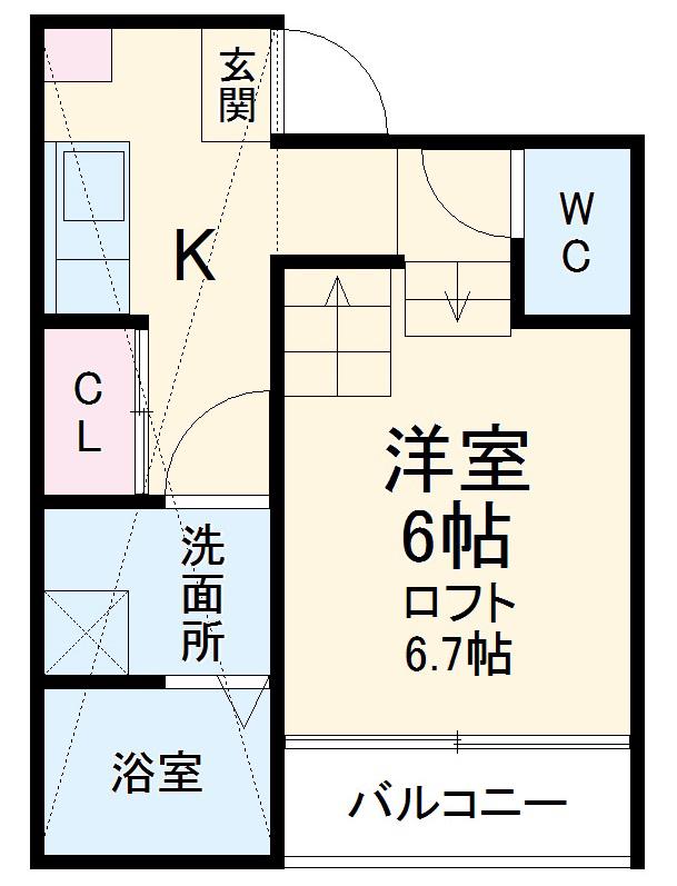 HALFLATS(1K/1階)の間取り写真