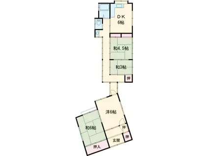 京福北野線 宇多野駅 徒歩43分 1階建 築58年(4DK)の間取り写真