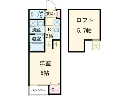 ORQUE(1K/2階)の間取り写真