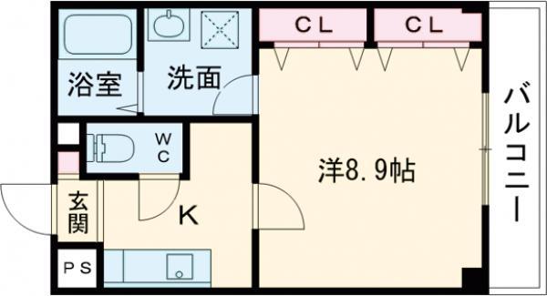 サンクスパレ西矢掛(1K/3階)の間取り写真
