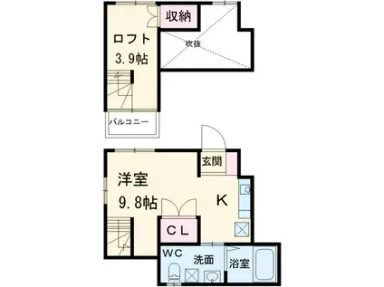 VENUS-Ⅲ(ワンルーム/1階)の間取り写真