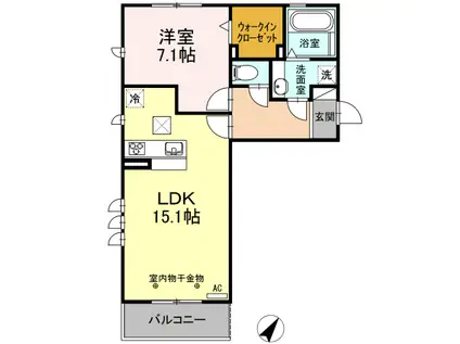 シャン ド フルール(1LDK/1階)の間取り写真